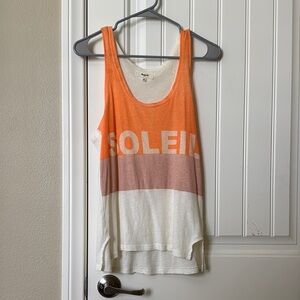 Madewell Orange and White Soleil Tank Top